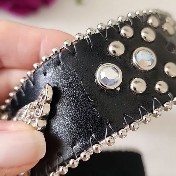 Western Cowgirl Biker Rhinestones Big Buckle Belt S/M main image 6